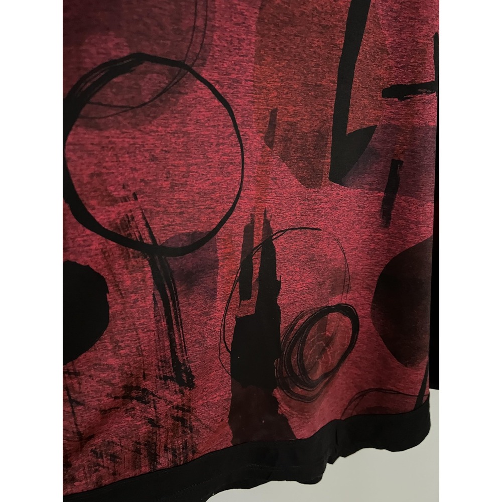 Jess & Jane‎ Shirt Womens 2X Red Black Abstract Print Long Sleeve Top Made USA - Picture 8 of 13